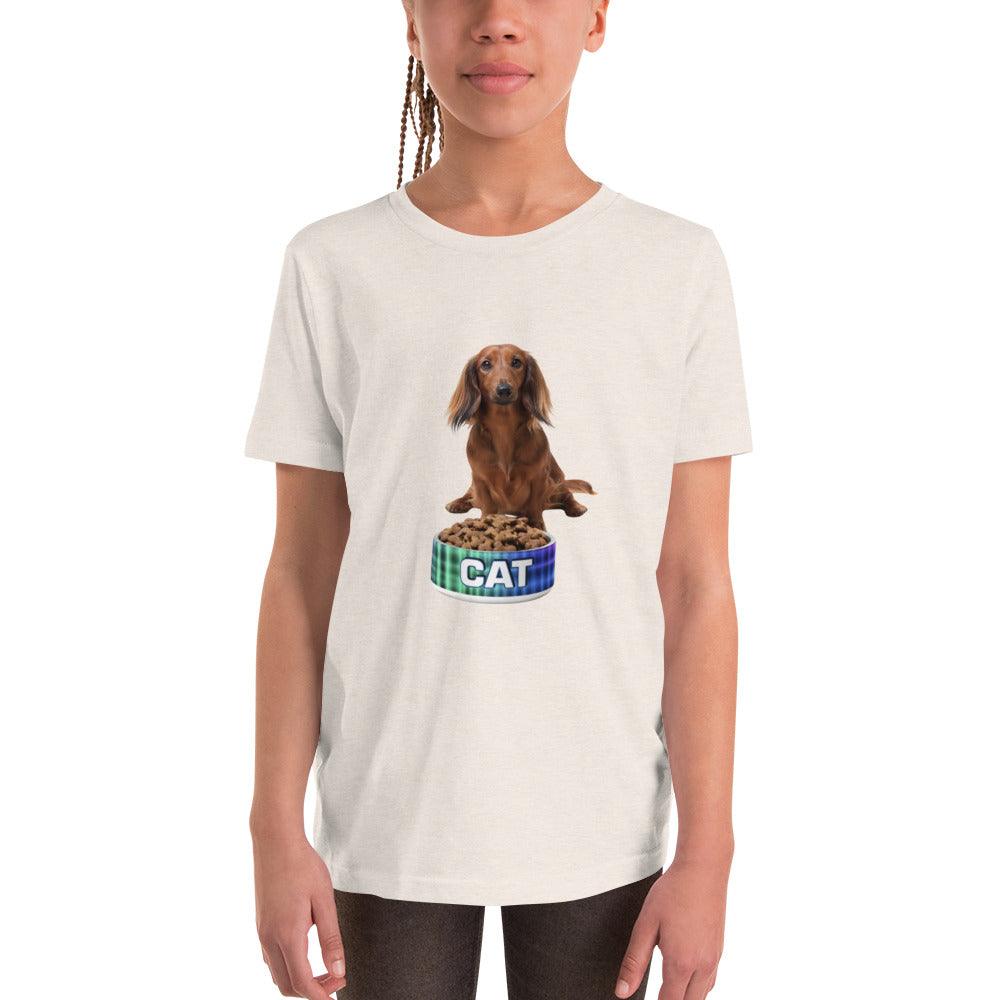 Dog With A Cat Bowl! Youth Short Sleeve T-Shirt - Lizard Vigilante