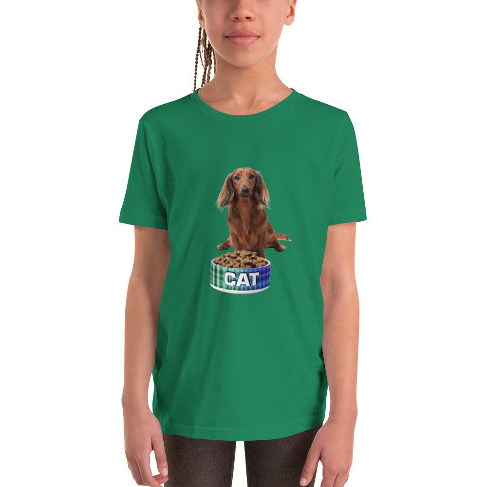 Dog With A Cat Bowl! Youth Short Sleeve T-Shirt - Lizard Vigilante