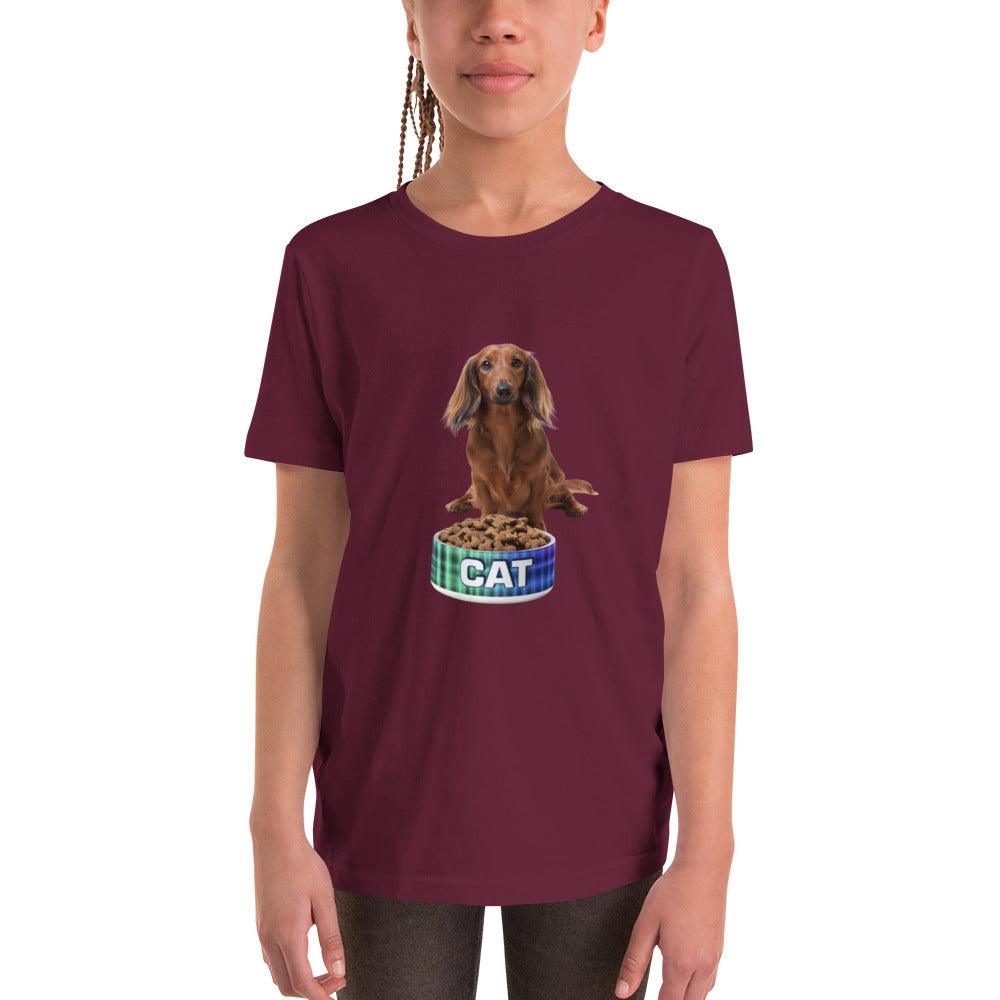 Dog With A Cat Bowl! Youth Short Sleeve T-Shirt - Lizard Vigilante