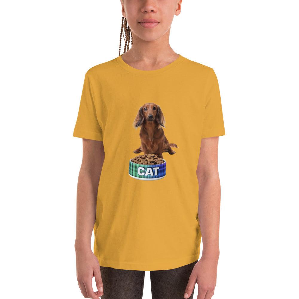 Dog With A Cat Bowl! Youth Short Sleeve T-Shirt - Lizard Vigilante