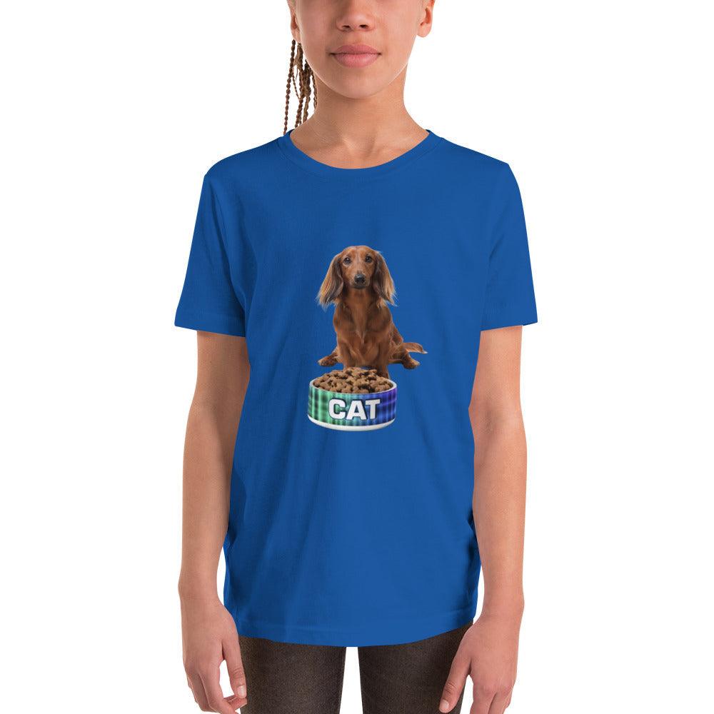 Dog With A Cat Bowl! Youth Short Sleeve T-Shirt - Lizard Vigilante