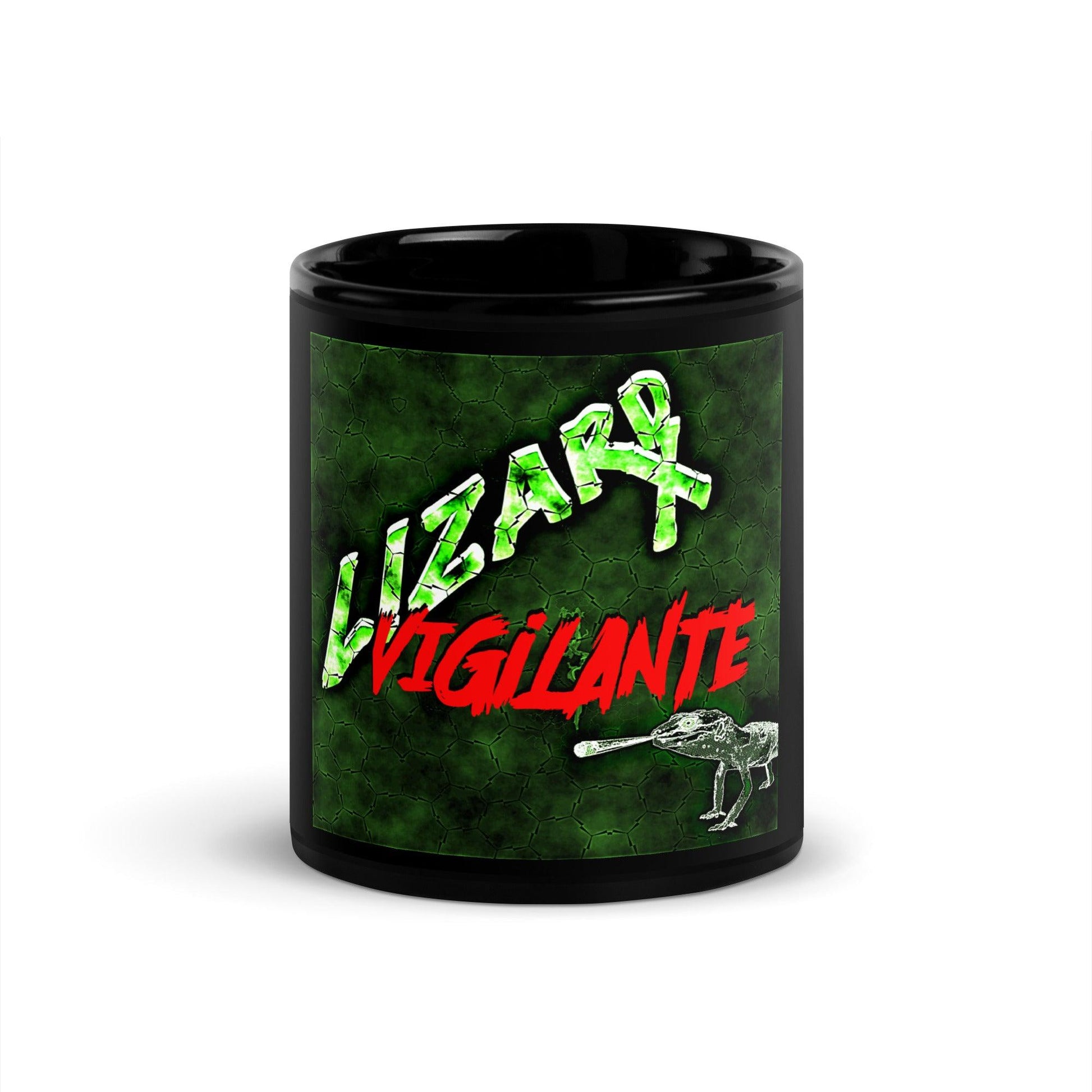 Lizard Vigilante Black Glossy Mug / Liz Vig Cup - Lizard Vigilante