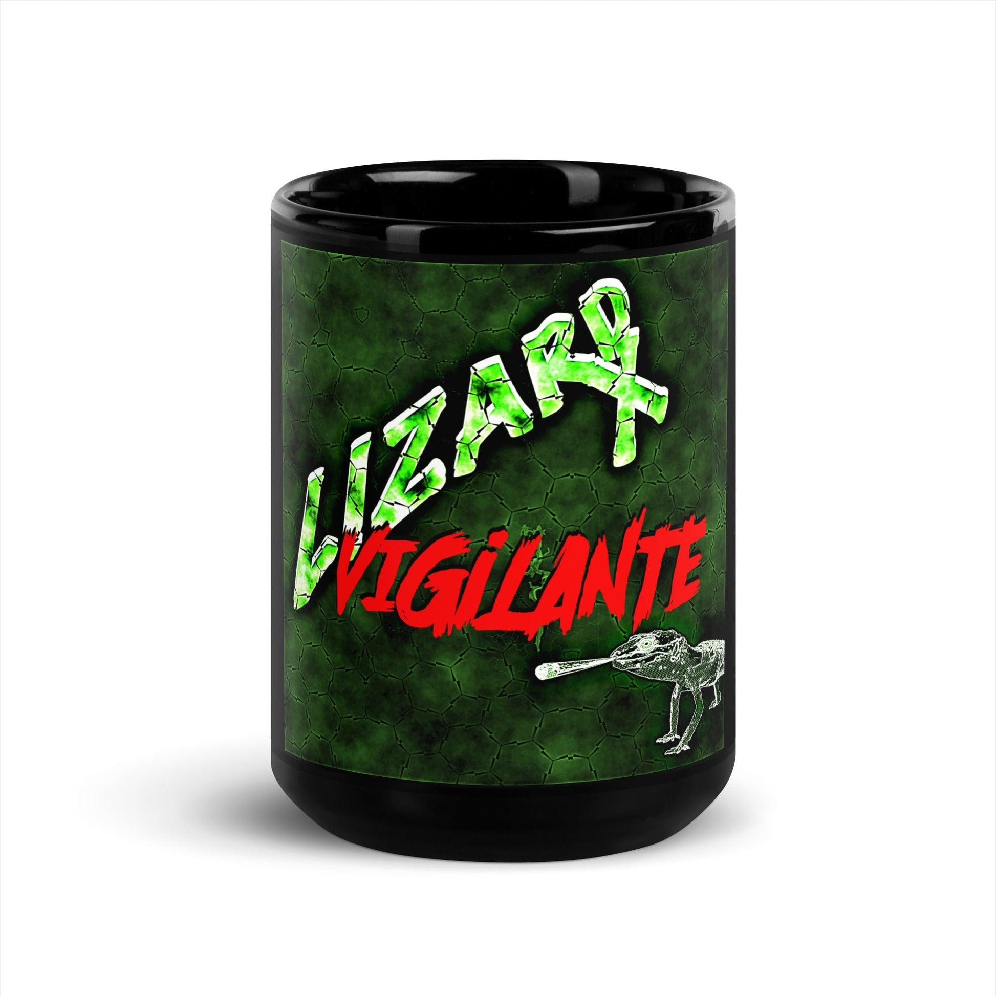 Lizard Vigilante Black Glossy Mug / Liz Vig Cup - Lizard Vigilante