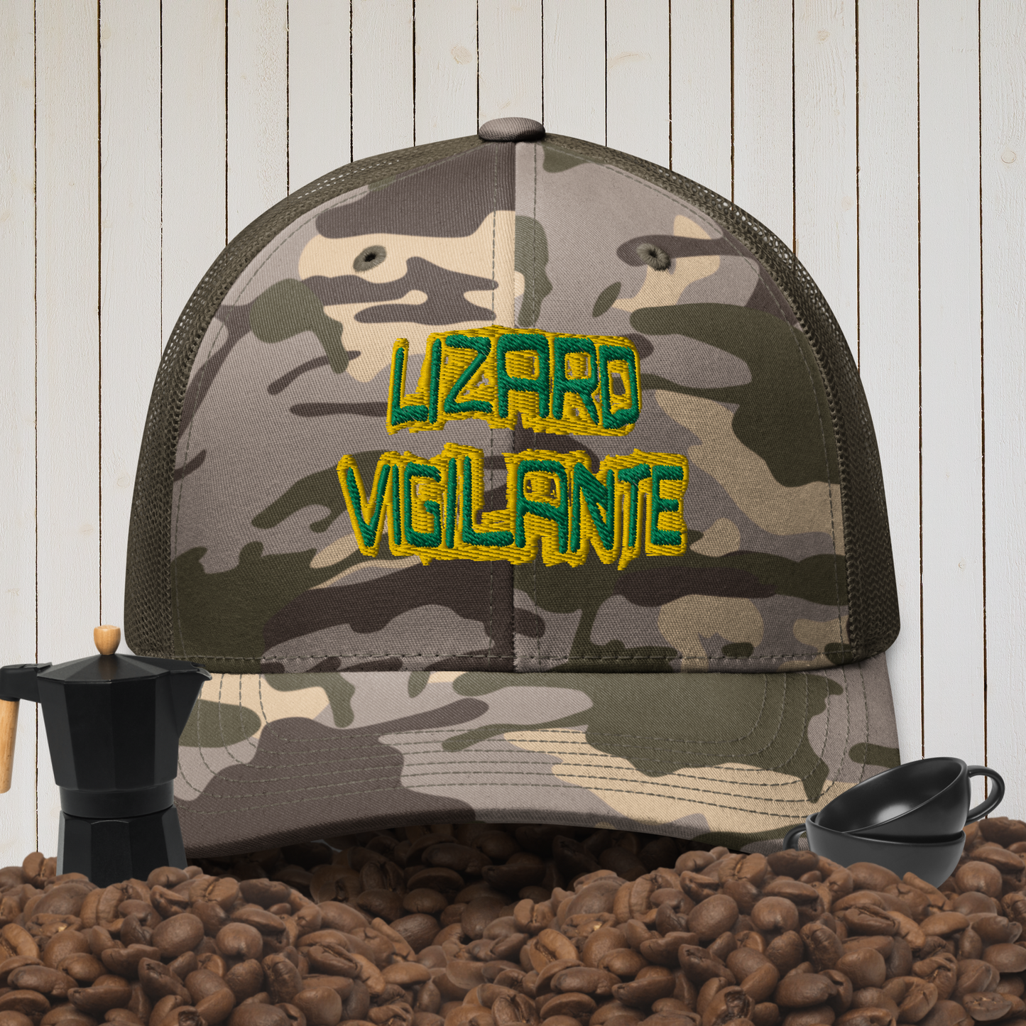 Lizard Vigilante Camouflage Trucker Hat / Militant Camo Cap - Lizard Vigilante