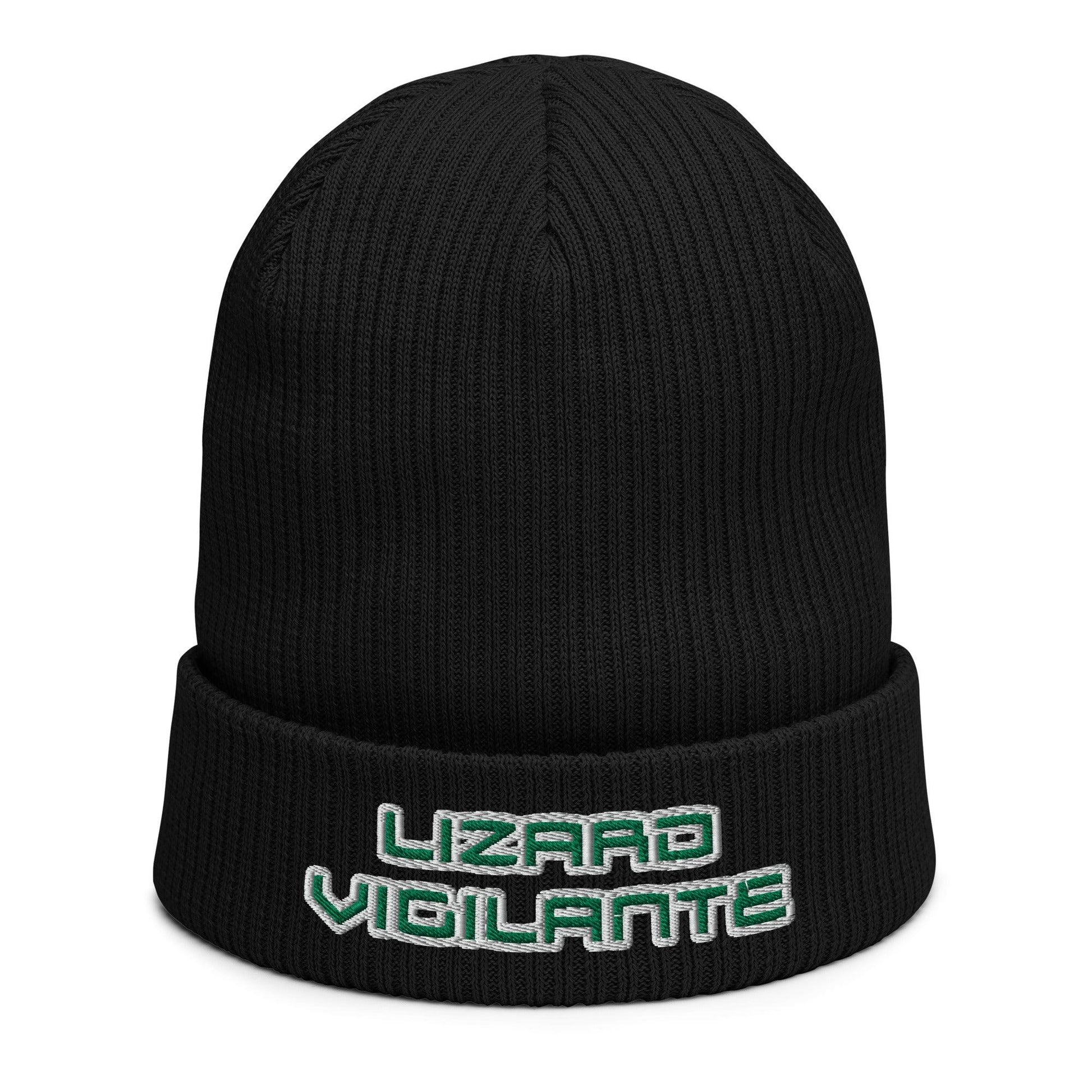 Lizard Vigilante Organic Ribbed Beanie Cap Hat Lid Headwear - Lizard Vigilante