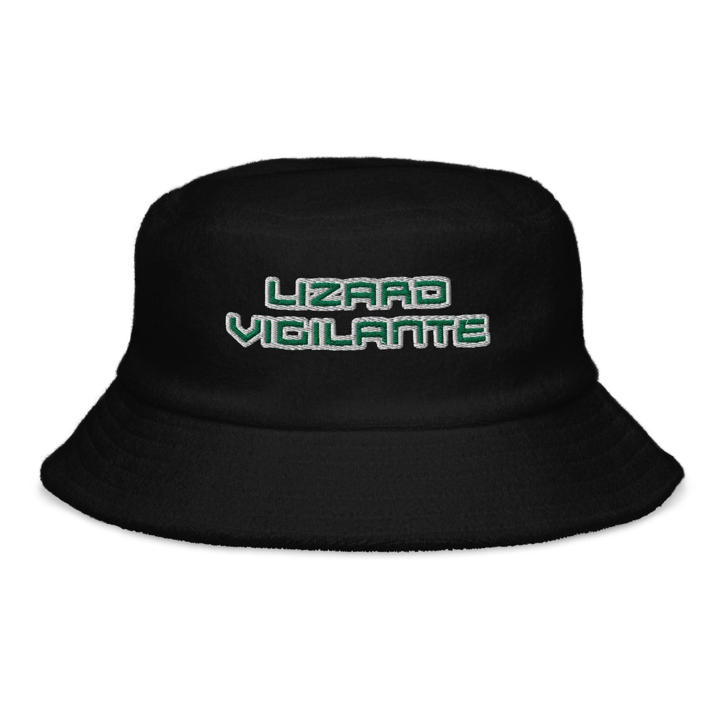 Lizard Vigilante Terry Cloth Bucket Hat Cap Lid - Lizard Vigilante