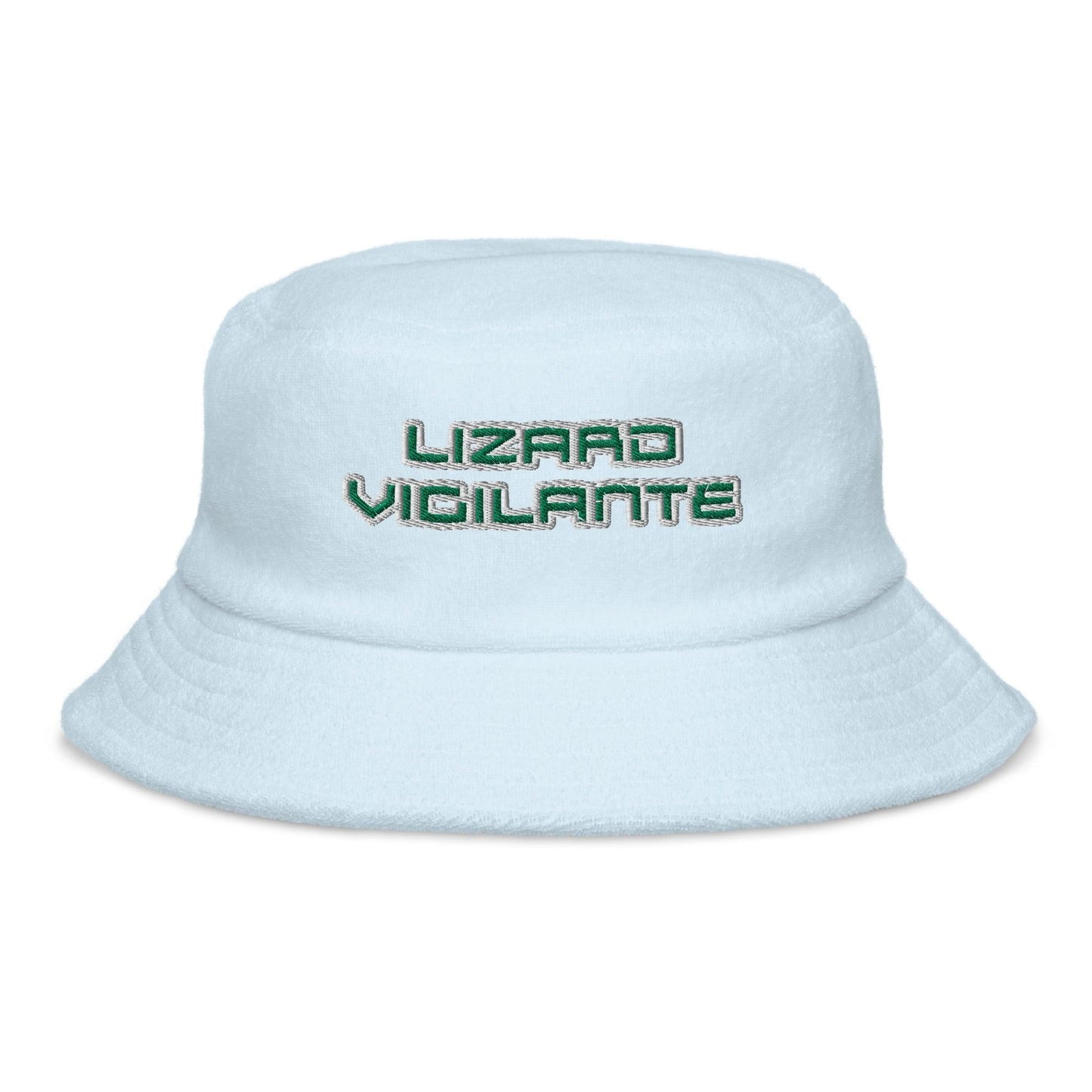 Lizard Vigilante Terry Cloth Bucket Hat Cap Lid - Lizard Vigilante