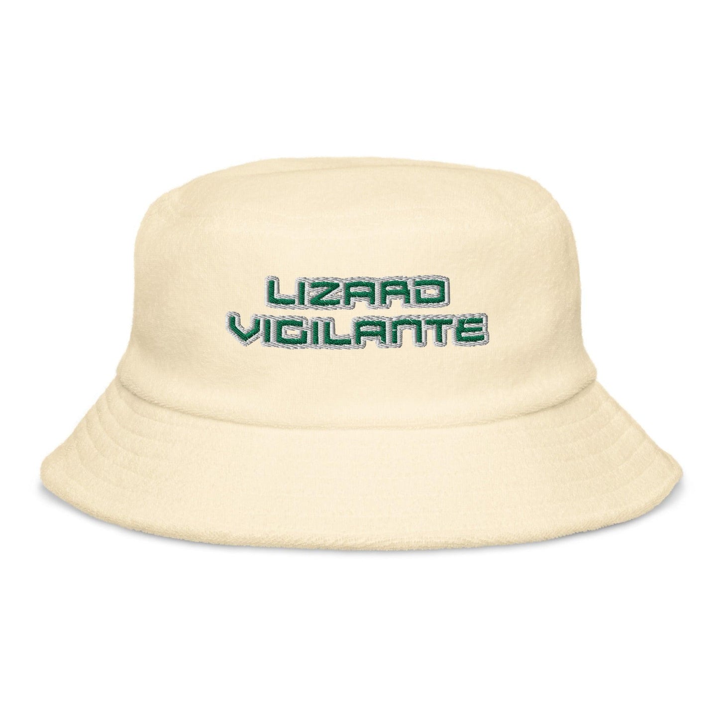 Lizard Vigilante Terry Cloth Bucket Hat Cap Lid - Lizard Vigilante