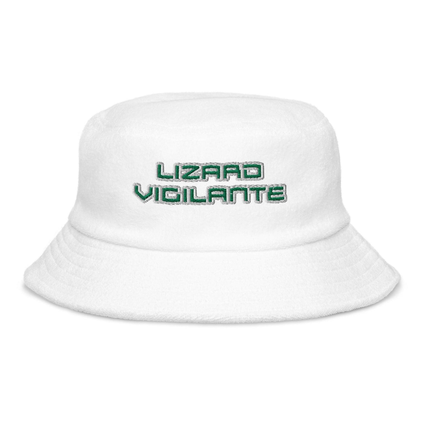 Lizard Vigilante Terry Cloth Bucket Hat Cap Lid - Lizard Vigilante