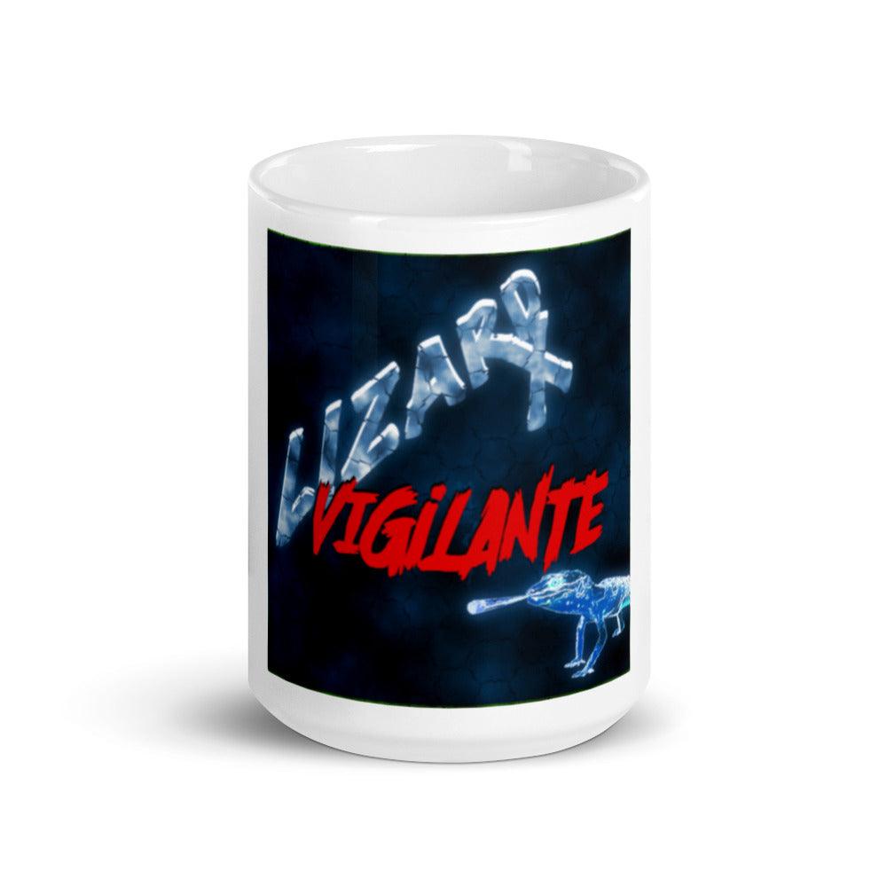 Blue Lizard Vigilante White Glossy Ceramic Mug Cup Dishwasher & Microwave Safe - Lizard Vigilante